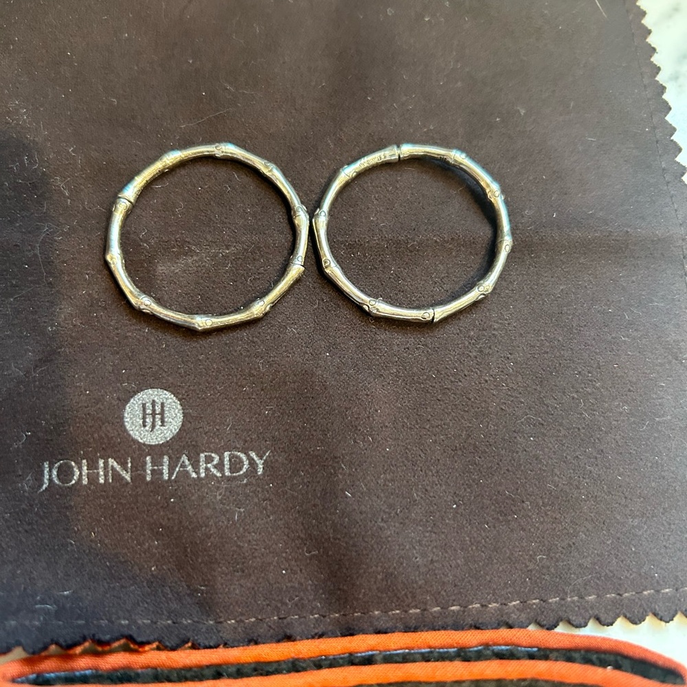 Original John Hardy Sterling Silver Bamboo Continuous Hoop Earrings